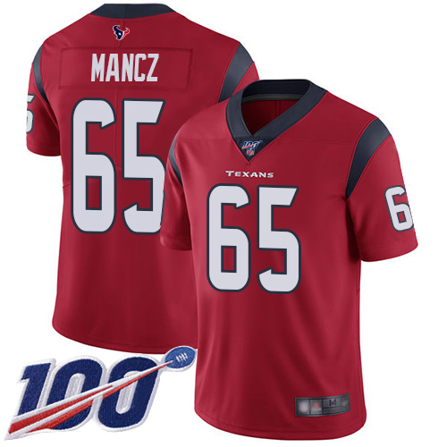 Houston Texans Limited Red Men Greg Mancz Alternate Jersey NFL Football #65 100th Season Vapor Untouchable